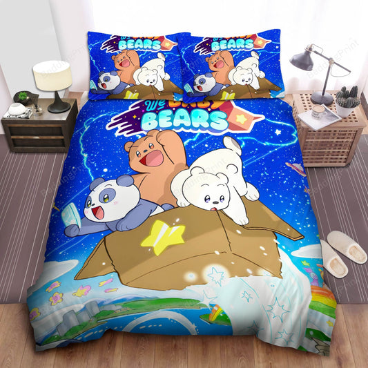 We Baby Bears Flying Adventure Bed Sheets Duvet Cover Bedding Setss