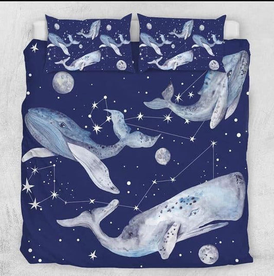 Whale Flying Bed Sheets Duvet Cover Bedding Setss