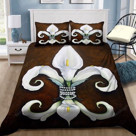 White Flower Of New Orleans Fleur De Lys Symbol Of New Orleans Saint Bedding Sets
