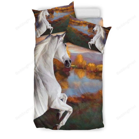 White Horse Bed Sheets Duvet Cover Bedding Setss
