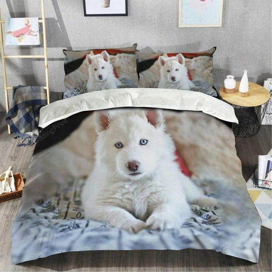 White Husky Bedding Set Bed Sheets Duvet Cover Bedding Setss