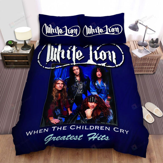 White Lion Band Bed Sheets Spread Comforter Duvet Cover Bedding Setss