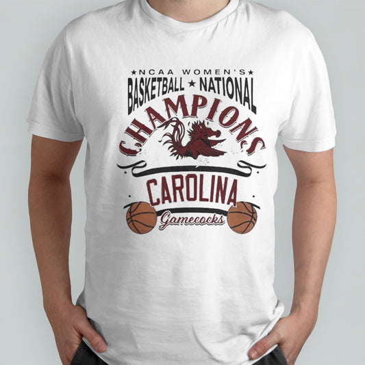 White South Carolina Gamecocks 2024 NCAA Womensâ€™s Basketball National Champions T-shirts