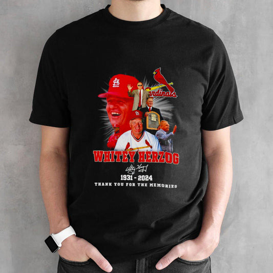 Whitey Herzog 1931-2024 thank you for the memories signatures shirt