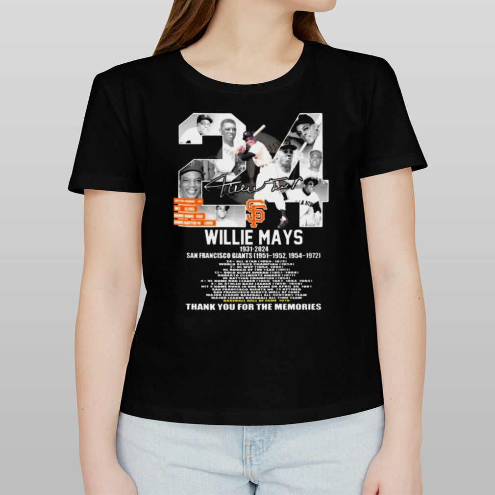 Willie Mays 1931 2024 San Francisco Giants Baseball thank you for the memories signature shirt