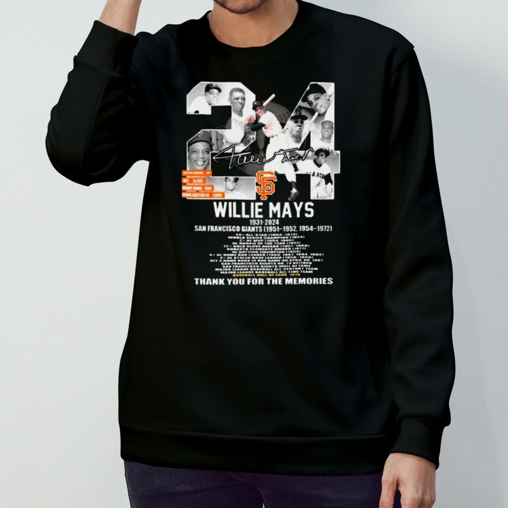 Willie Mays 1931 2024 San Francisco Giants Baseball thank you for the memories signature shirt