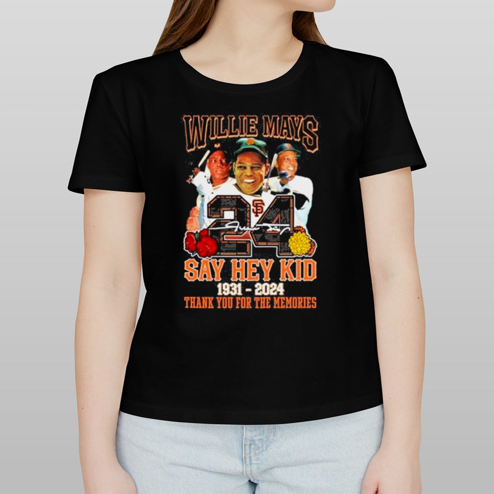 Willie Mays 24 Say Hey Kid 1931-2024 Thank You For The Memories Signature Shirt