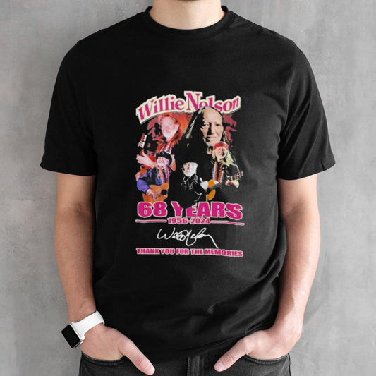 Willie Nelson 68 Years 1956-2024 Thank You For The Memories T-Shirt