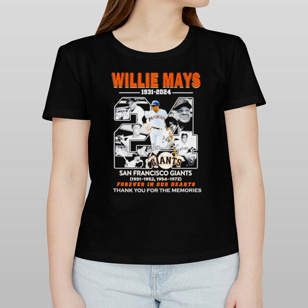Willie mays 1931-2024 San Francisco Giants forever in our hearts thank you for the memories signature shirt