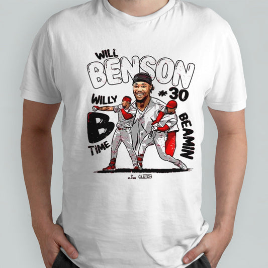Willwill Benson #30 Cincinnati Reds Is Beaminâ€™ Player Mlb Baseball 2024 T-shirt