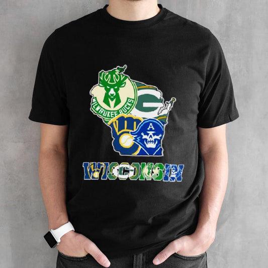 Wisconsin Map Sports Teams Logo Shirt