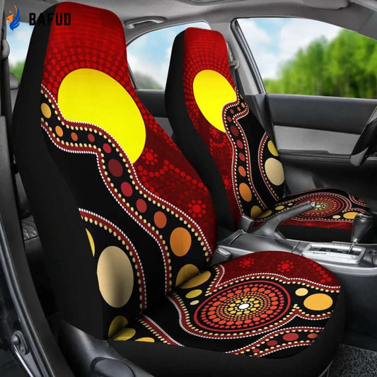 Aboriginal Art Flag circle dot 3D design print car seat covers - Bafud