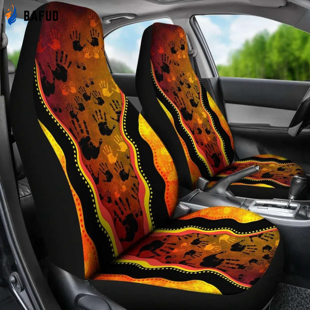 Aboriginal Art Golden style 3D design print car seat covers - Bafud