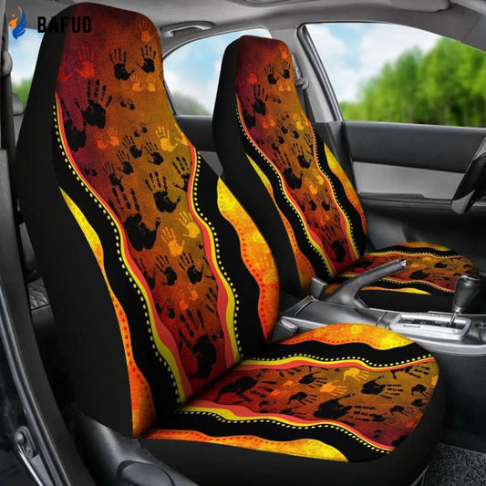 Aboriginal Art Golden style 3D design print car seat covers - Bafud