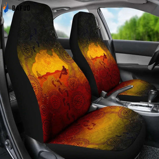 Aboriginal Art map Didgeridoo 3D design print car seat covers - Bafud