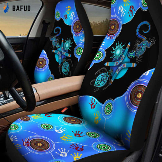 Aboriginal Naidoc Week 2021 Blue Turtle Lizard car seat covers - Bafud