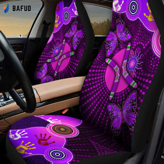 Aboriginal Naidoc Week 2021 Purple Butterflies car seat covers - Bafud