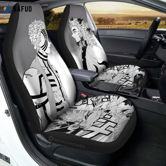 Akaza And Rengoku Car Seat Covers For Fan Gifts Custom Kimetsu No Yaiba Manga Car Accessories - Bafud