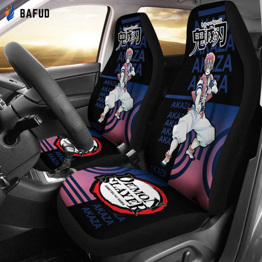 Akaza Demon Slayer Car Seat Covers For Fan Gifts Custom Anime Car Accessories - Bafud