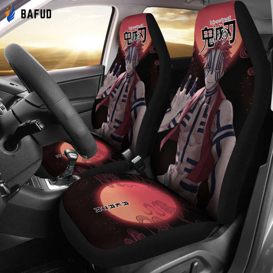Akaza Demon Slayer Under The Moon Car Seat Covers For Fan Gifts Custom Anime Car Accessories - Bafud