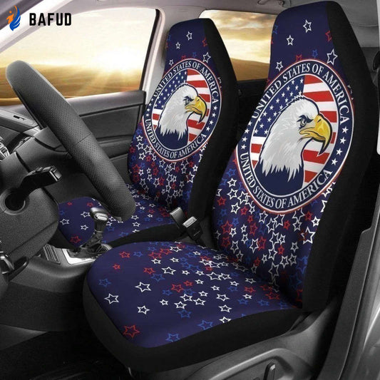American Eagle Car Seat Covers For Fan Gifts Custom Patriotic Car Decoration Accessories - Bafud