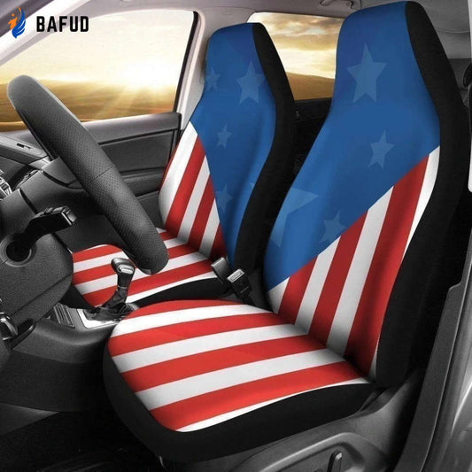 American Flag Car Seat Covers For Fan Gifts Custom Car Decoration - Bafud