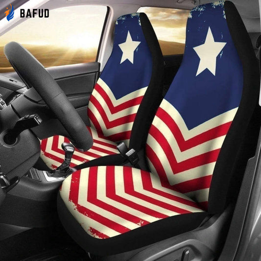 American Flag Car Seat Covers For Fan Gifts Custom Patriotic Car Decoration - Bafud