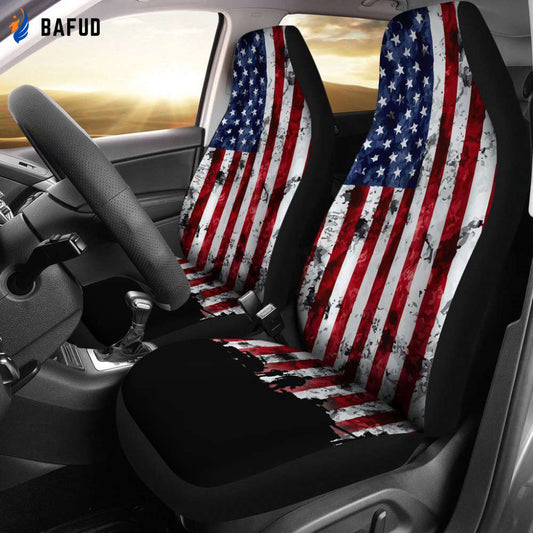 American Military Veteran Car Seat Covers For Fan Gifts Set Of 2 - Bafud
