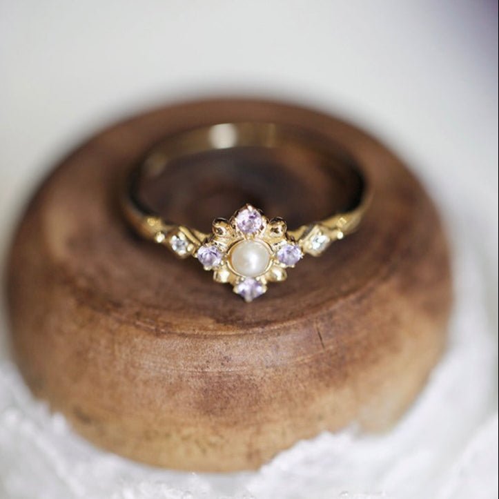 Amethyst Pearl Ring