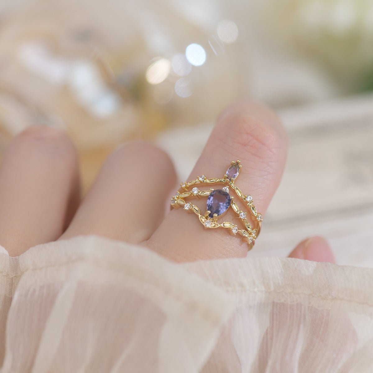 Violet Rococo Ring Set