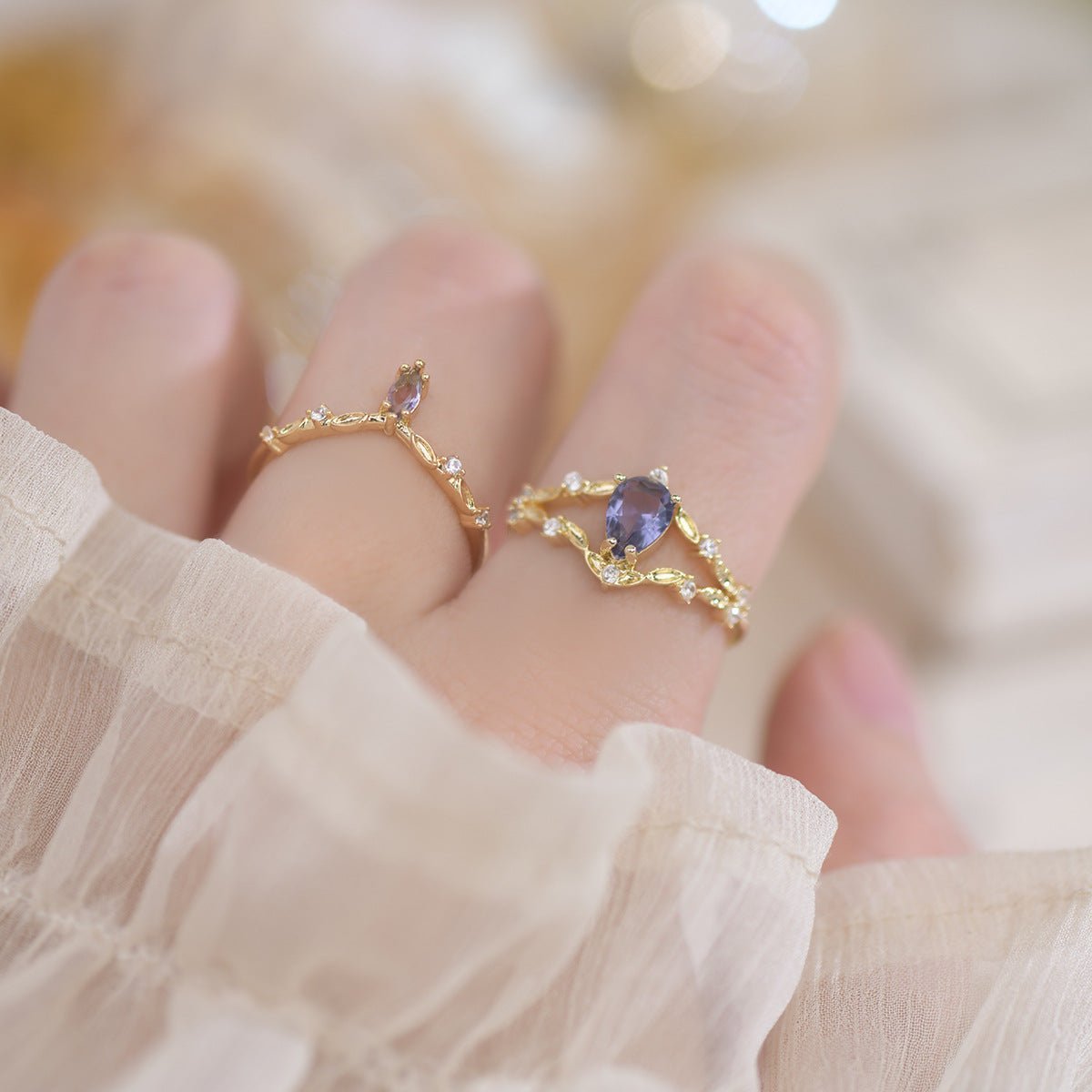 Violet Rococo Ring Set