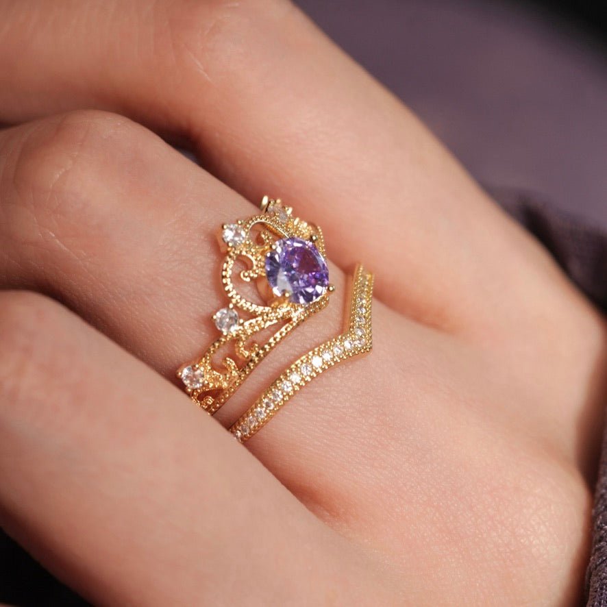 Amethyst Tiara Ring Set