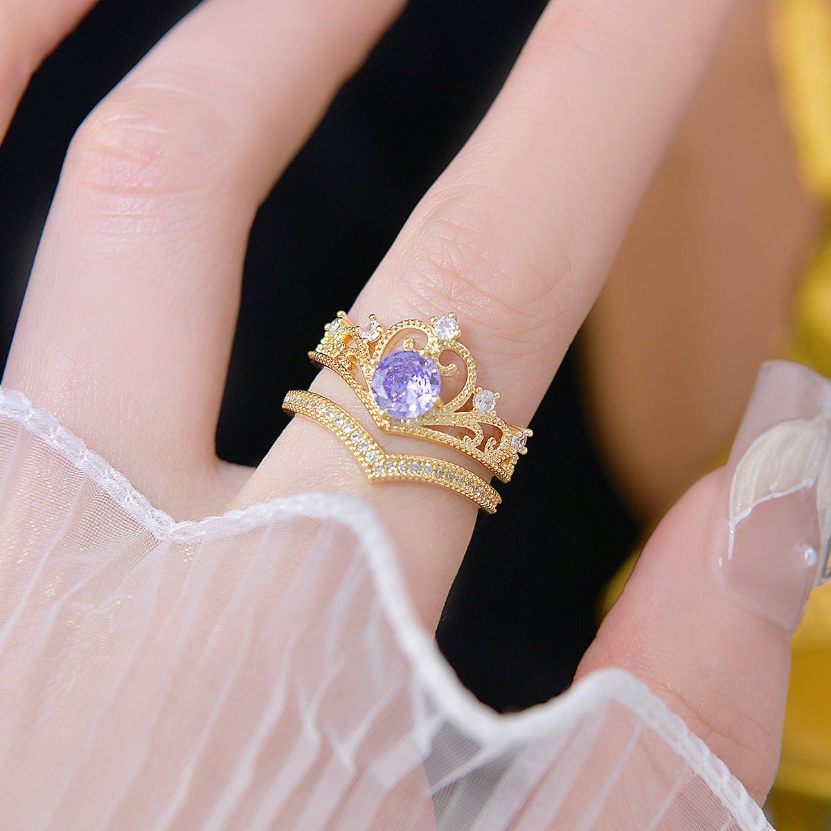 Amethyst Tiara Ring Set