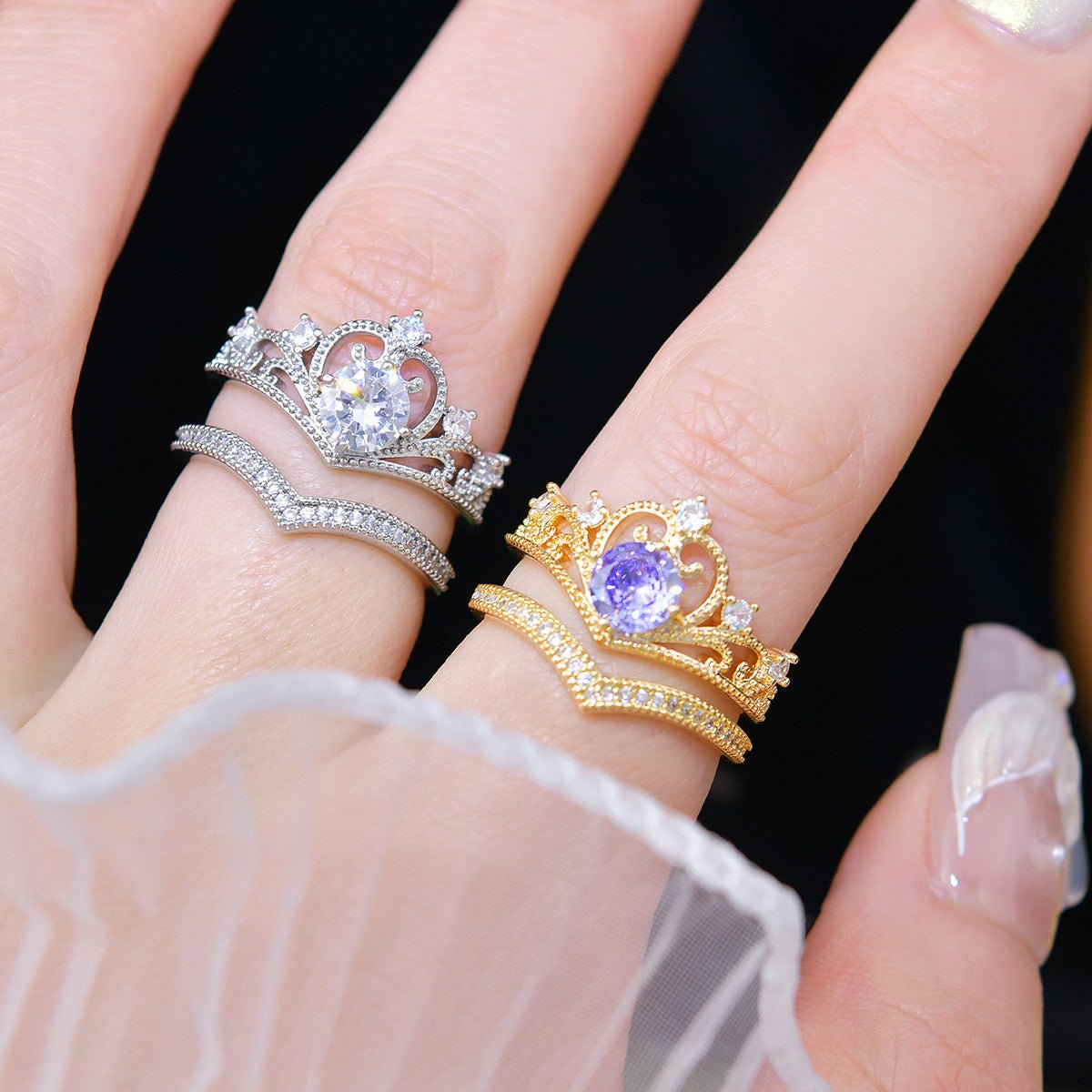 Amethyst Tiara Ring Set