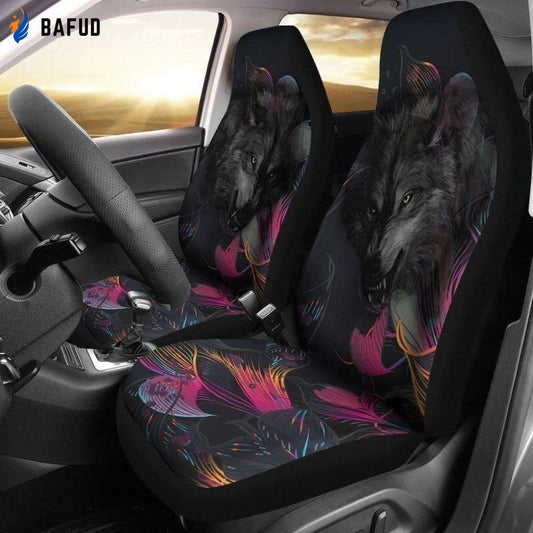 Angry Wolf Car Seat Covers For Fan Gifts Custom Car Decoration Accessories - Bafud