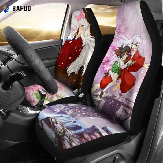 Anime Fan InuYasha Pink Design Car Seat Covers For Fan Gifts LT03 - Bafud