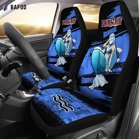 Aquarius Fairy Tail Car Seat Covers For Fan Gifts Custom Anime Car Accessories - Bafud