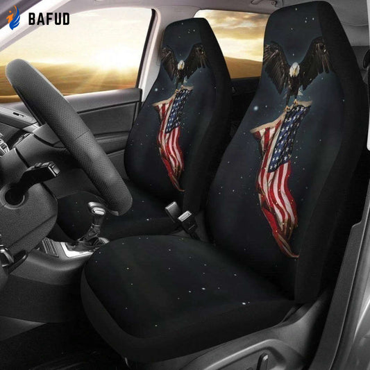 Bald Eagle US Flag Car Seat Covers For Fan Gifts Custom Patriotic Car Accessories - Bafud