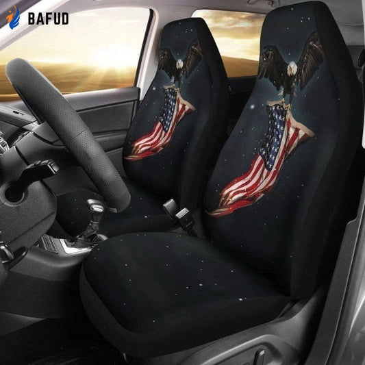 Bald Eagle US Flag Car Seat Covers For Fan Gifts Custom Patriotic Car Decoration - Bafud