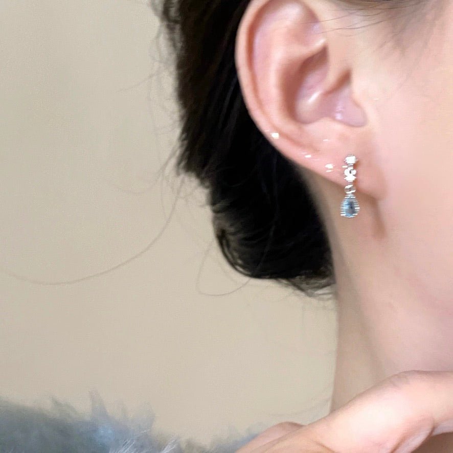 Aquamarine Baroque Earrings - Louisa