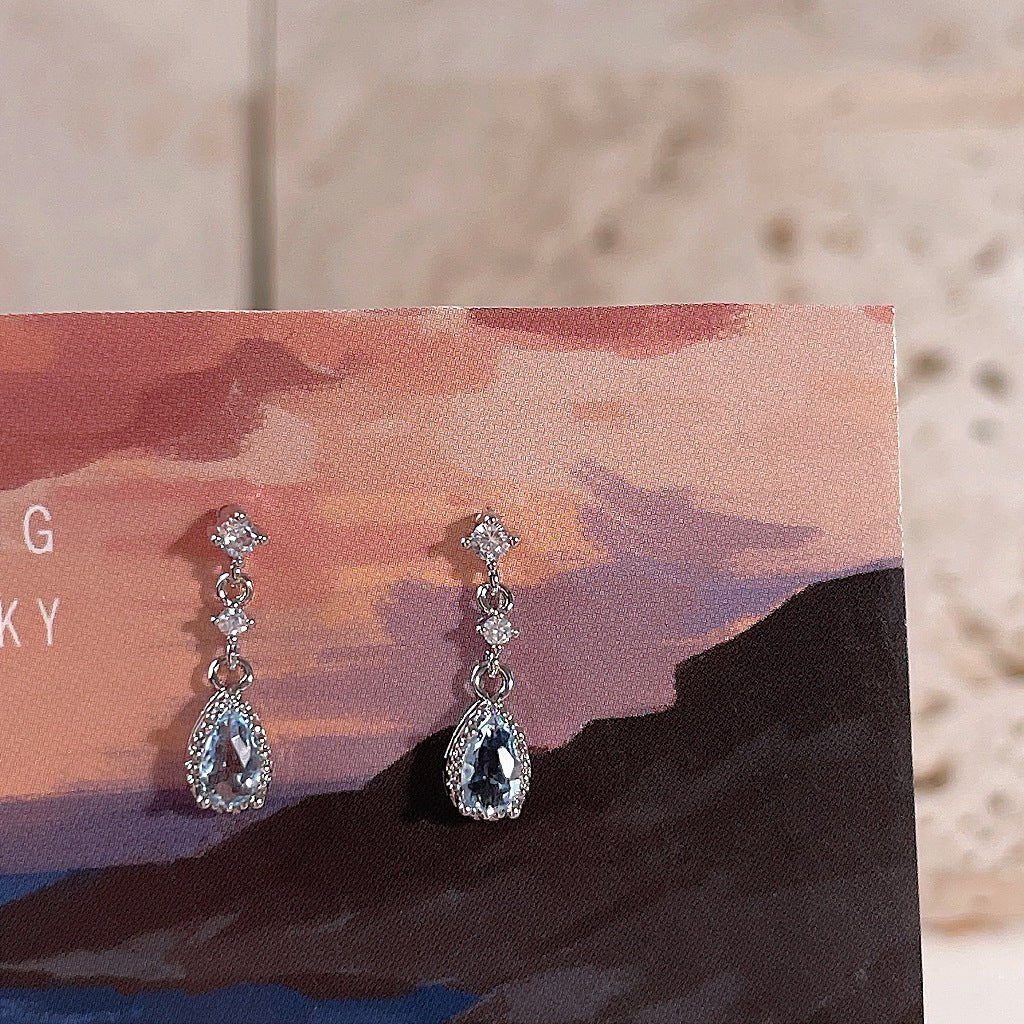 Aquamarine Baroque Earrings - Louisa