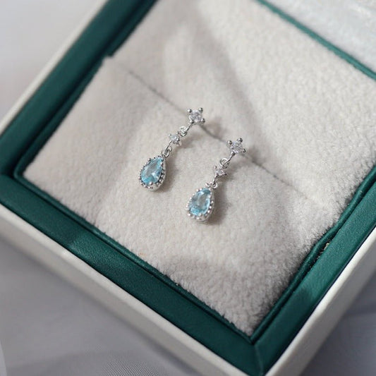 Aquamarine Baroque Earrings - Louisa