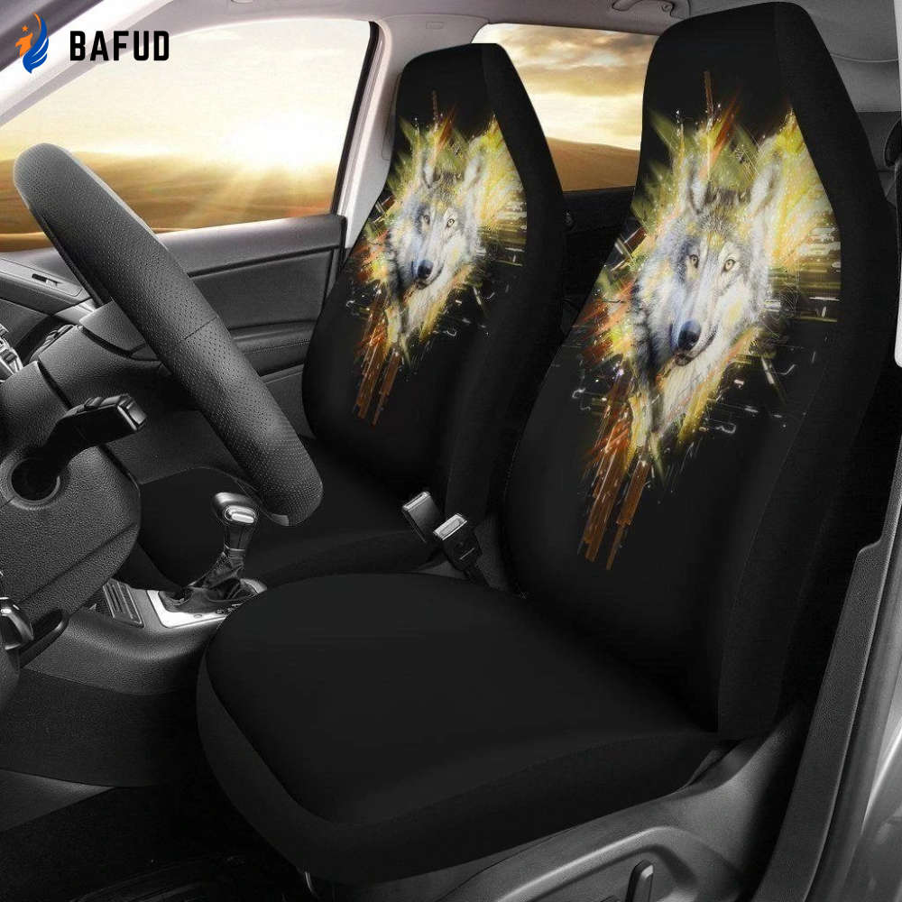 Beauty Wolf Car Seat Covers For Fan Gifts Custom Car Decoration For Wolf Lover - Bafud