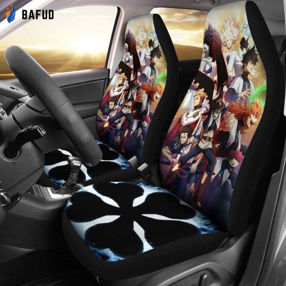 Black Clover Car Seat Covers For Fan Gifts Custom Anime Car Accessories NH10 - Bafud