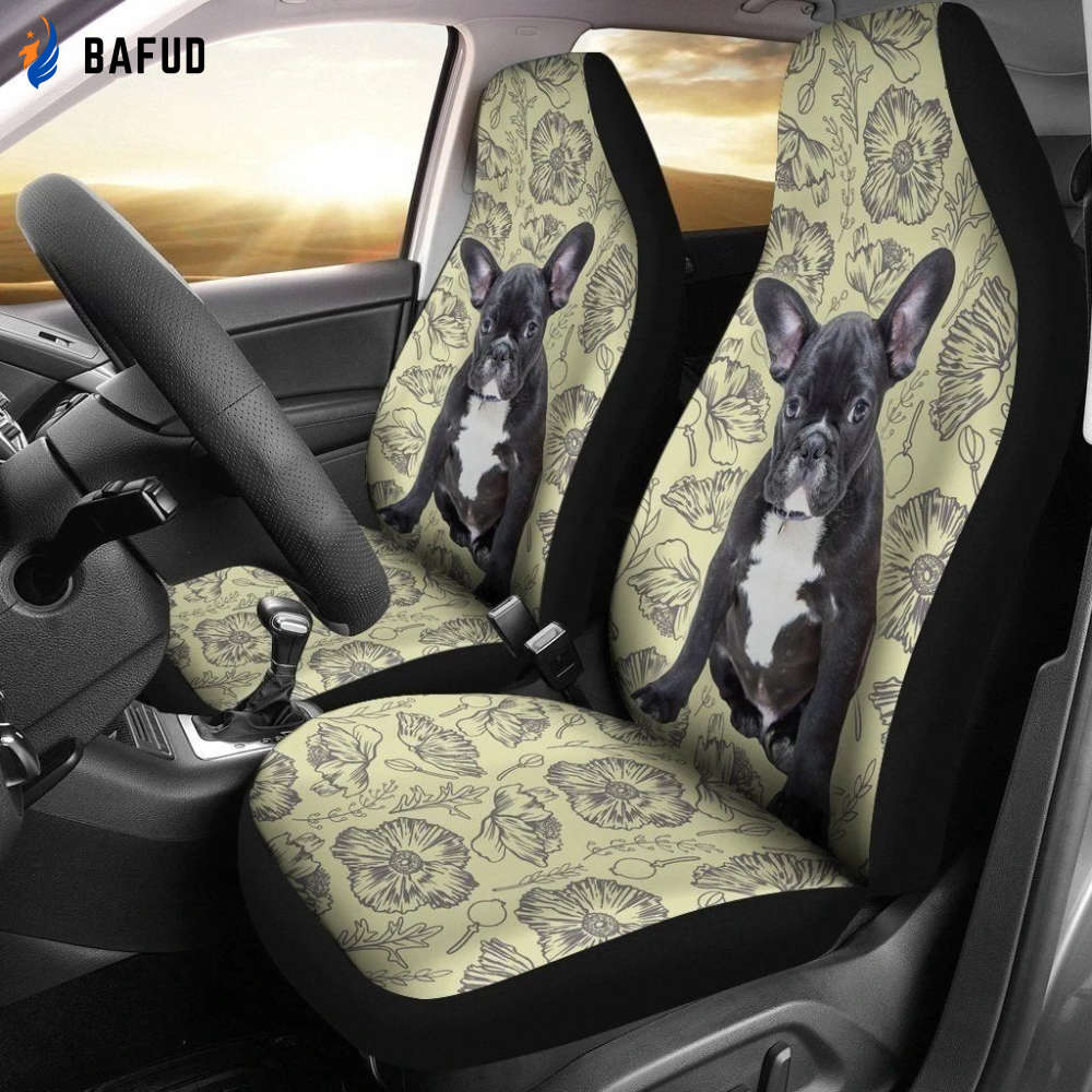 Black French Bulldog Dog Car Seat Covers For Fan Gifts LT03 - Bafud