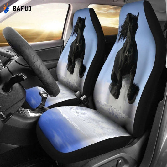 Black Horse Car Seat Covers For Fan Gifts LT04 - Bafud
