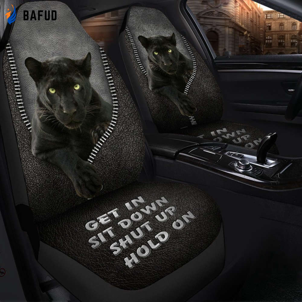Black Panther Hold on Funny Car Seat Covers For Fan Gifts Universal Fit Set 2 - Bafud