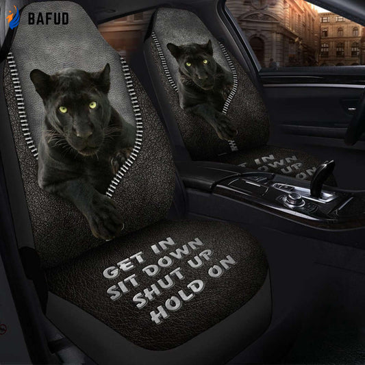 Black Panther Hold on Funny Car Seat Covers For Fan Gifts Universal Fit Set 2 - Bafud