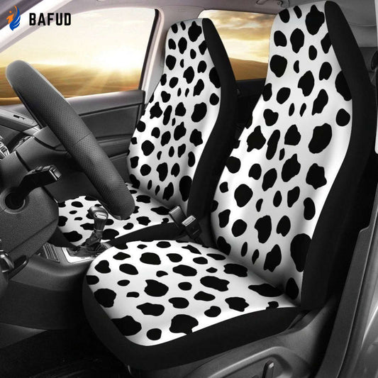 Black & White Cow Skin Car Seat Covers For Fan Gifts LT03 - Bafud