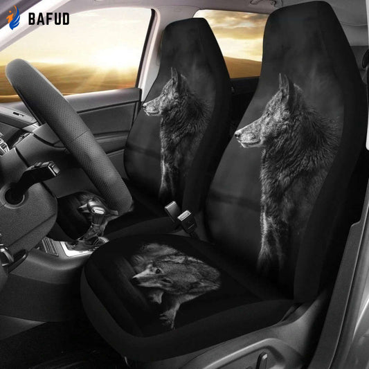Black Wolf Car Seat Covers For Fan Gifts - Bafud